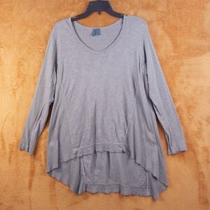 LEFT OF CENTER Womens Top Small Gray Pullover Hi Lo Oversized ANTHROPOLOGIE